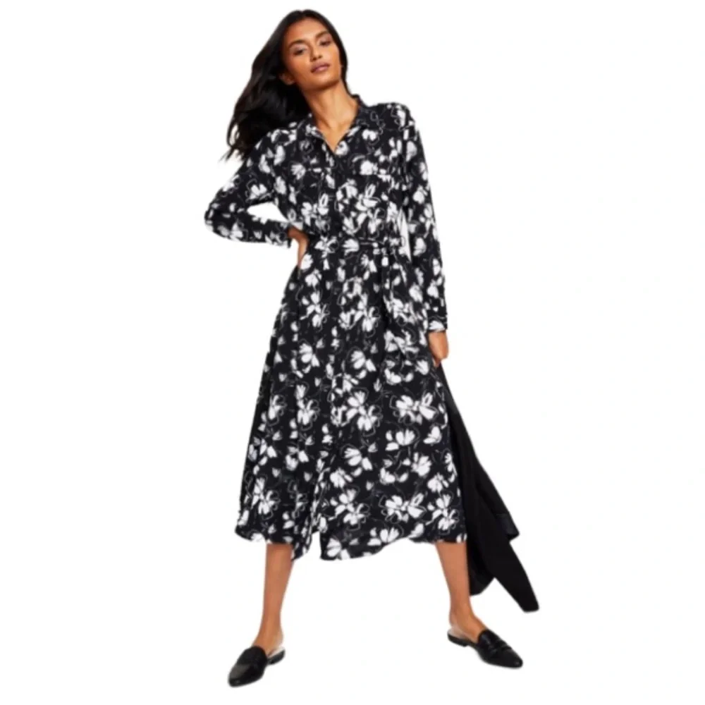 Alfani Button Up Floral Print Shirtdress Women’s Midi Dress - S/M - Picture 17 of 17